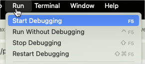 Start debugging